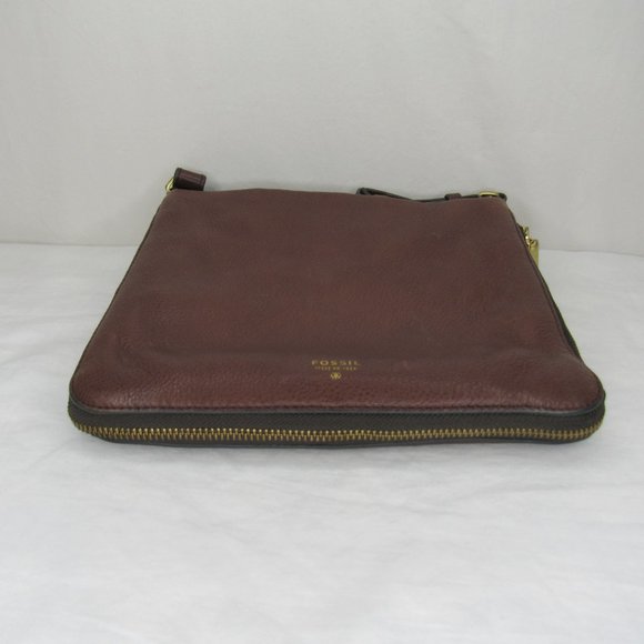 Fossil Brown Pebbled Leather PRESTON Expandable Crossbody Bag Purse - Picture 7 of 12